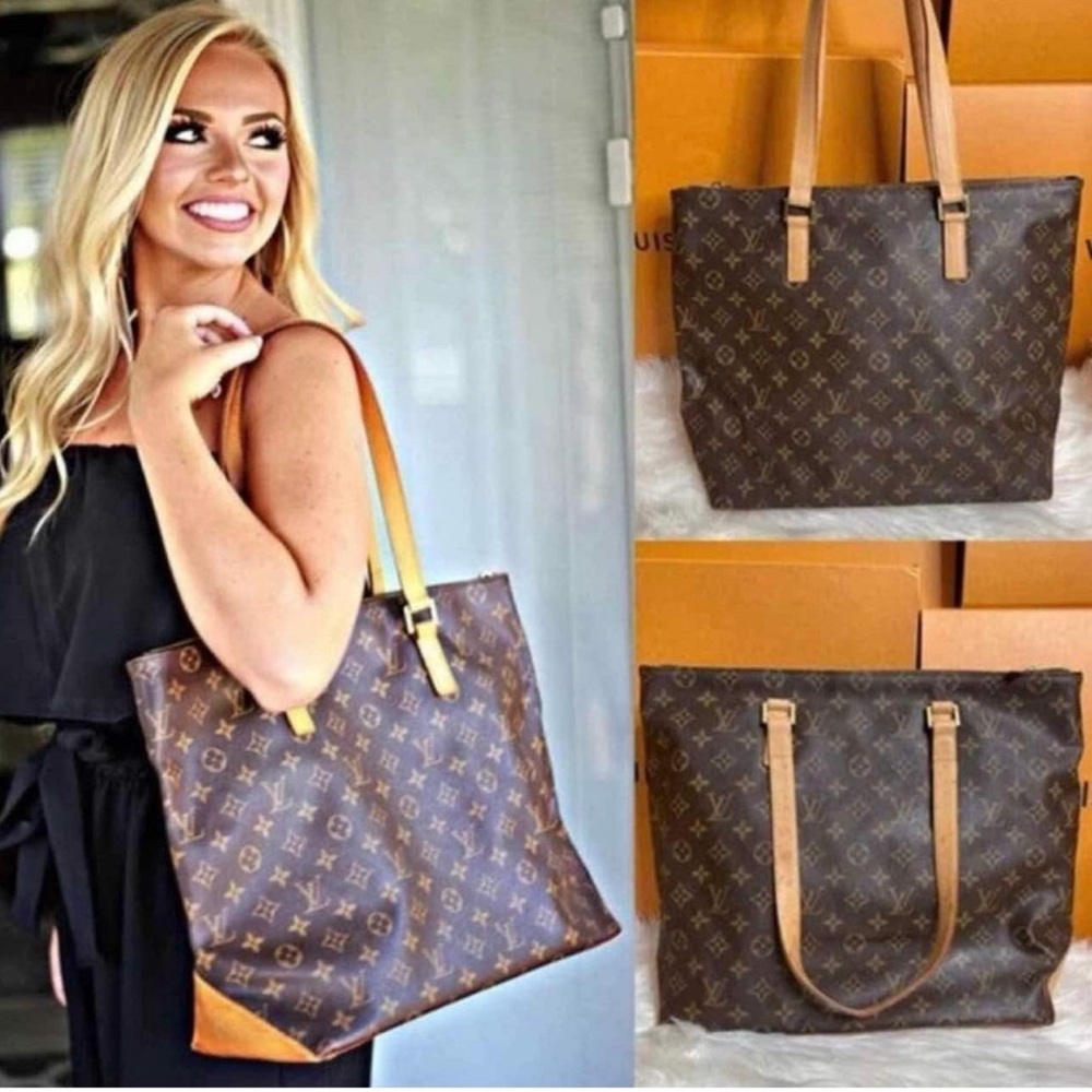 Louis Vuitton Leather Monogram Cabas Mezzo Shopper Tote- Free Gift With Purchase
